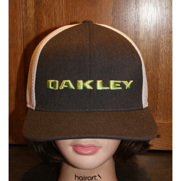 Vintage Rare Oakley SnapBack Hat 110 Flex fit Tech Gray White Trucker Cap - Picture 2 of 7
